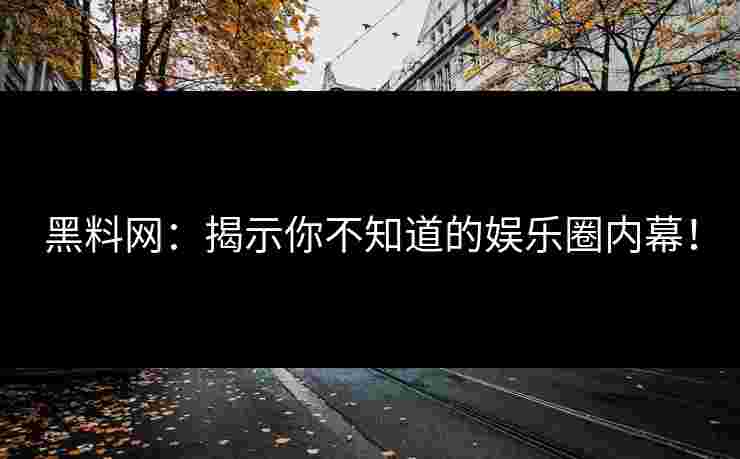 黑料网：揭示你不知道的娱乐圈内幕！