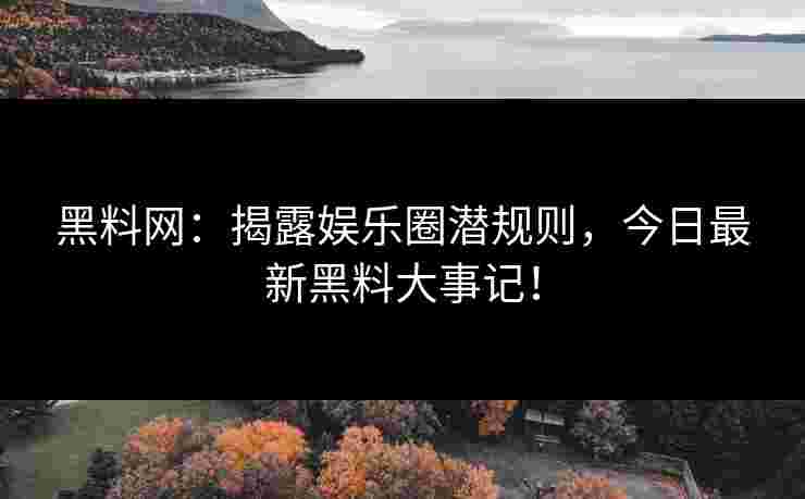 黑料网：揭露娱乐圈潜规则，今日最新黑料大事记！