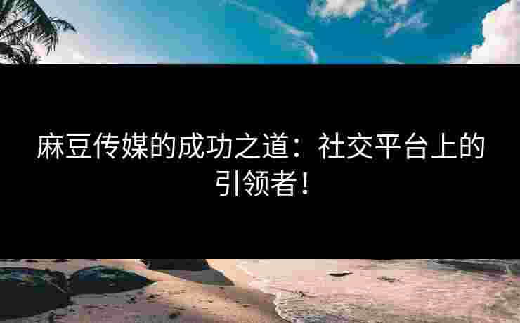 麻豆传媒的成功之道：社交平台上的引领者！