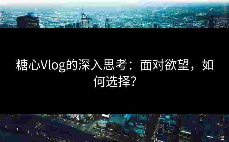 糖心Vlog的深入思考：面对欲望，如何选择？